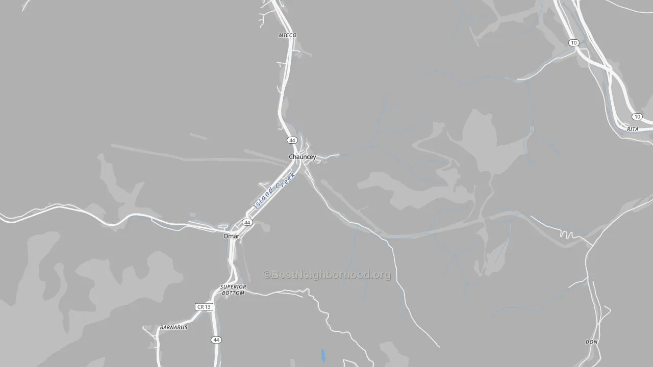 Bike Grade map of 25612, WV