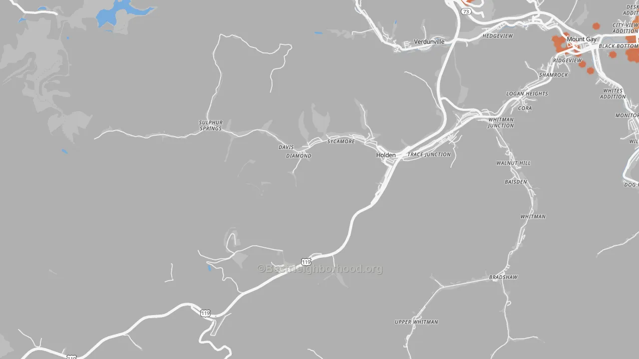Bike Grade map of 25625, WV
