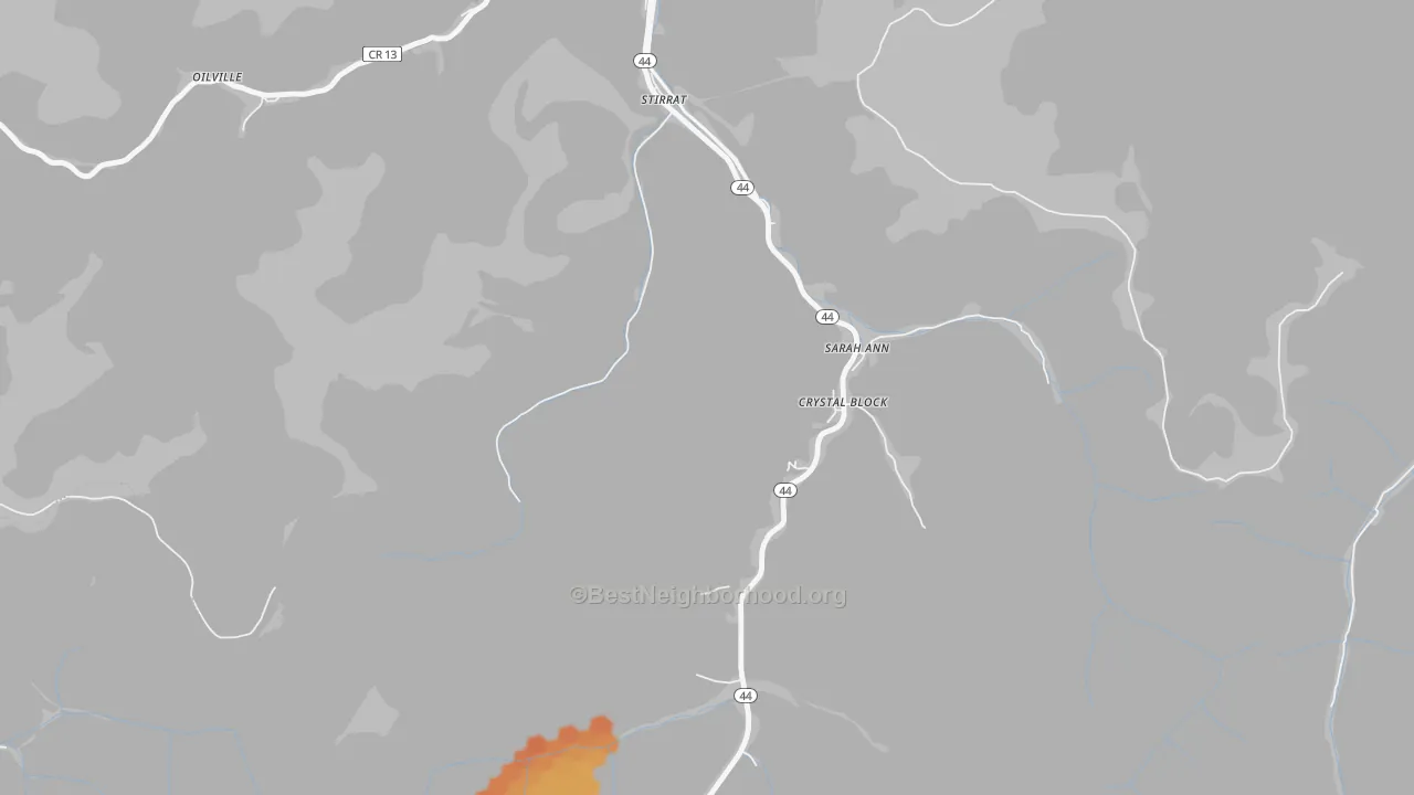 Bike Grade map of 25644, WV
