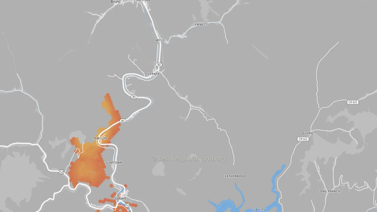 Bike Grade map of 25650, WV
