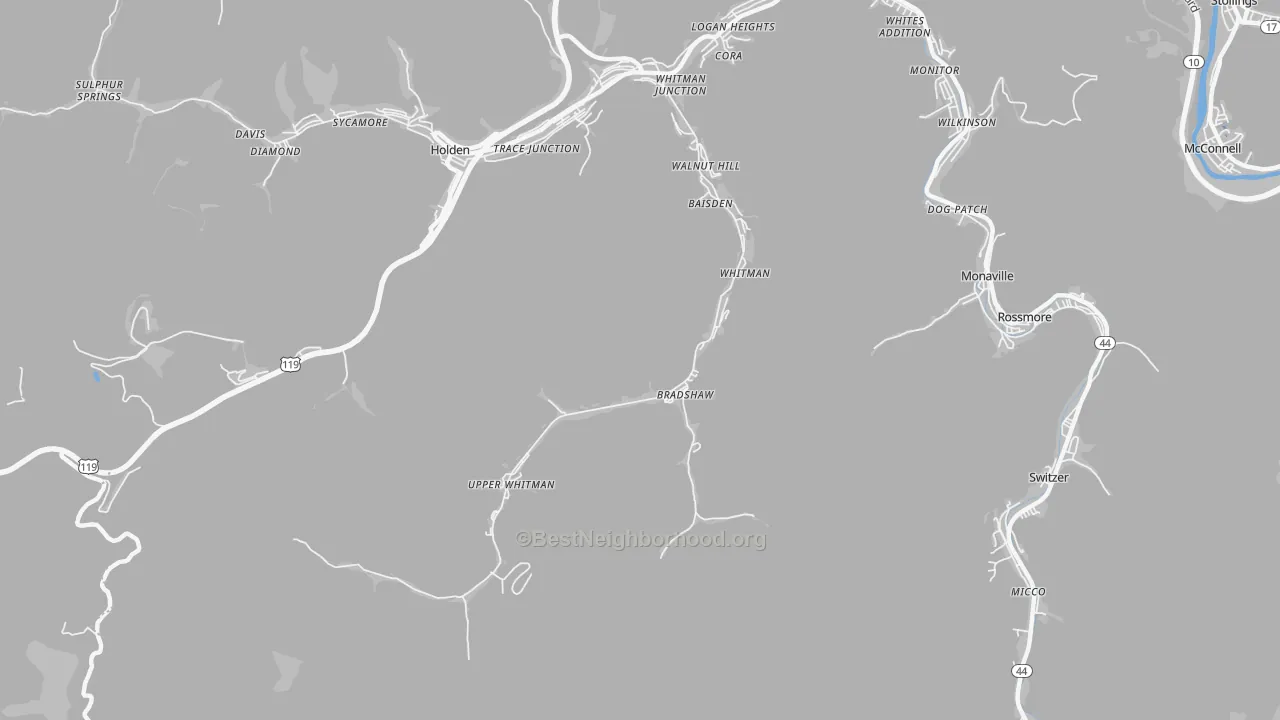 Bike Grade map of 25652, WV