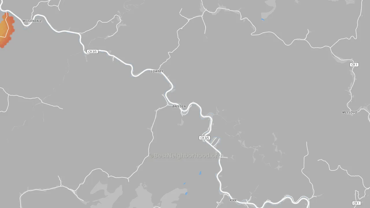 Bike Grade map of 25666, WV
