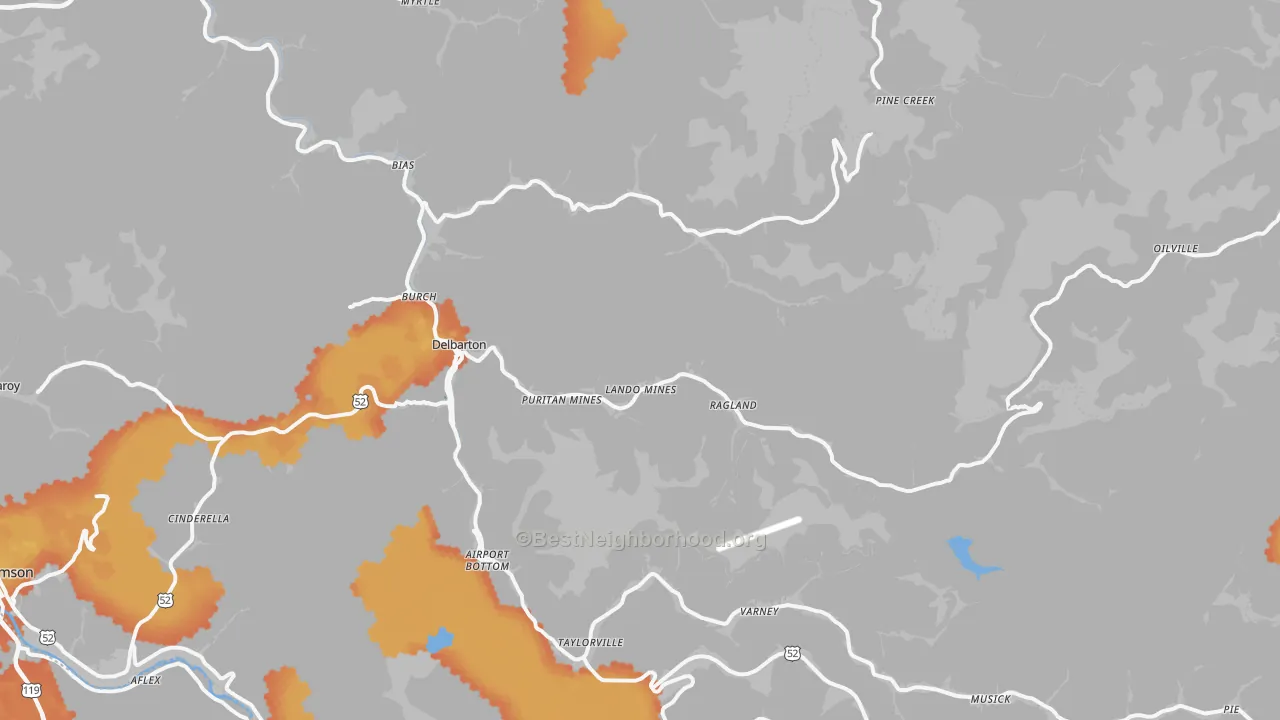 Bike Grade map of 25670, WV