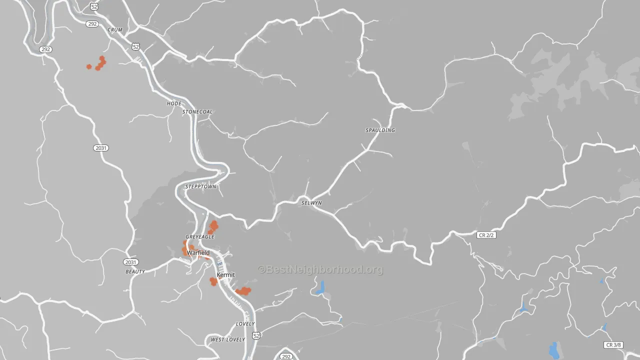 Bike Grade map of 25674, WV