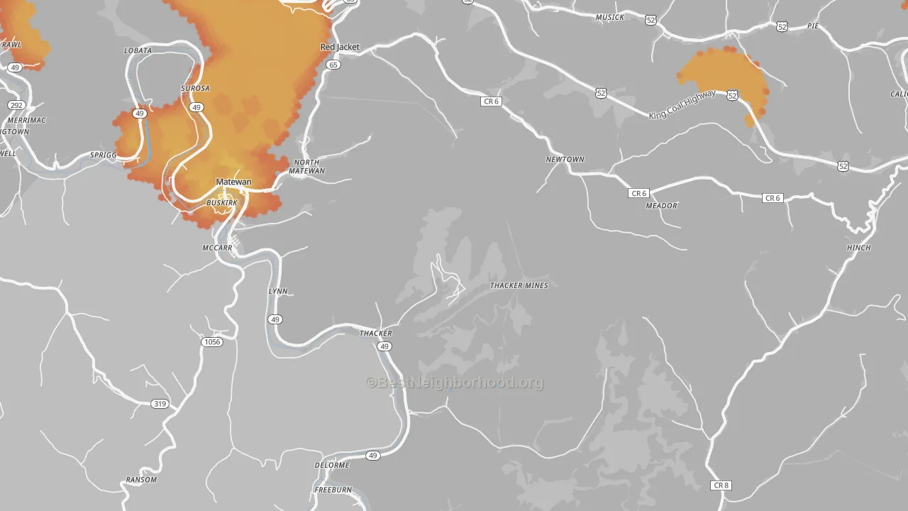 Bike Grade map of 25678, WV