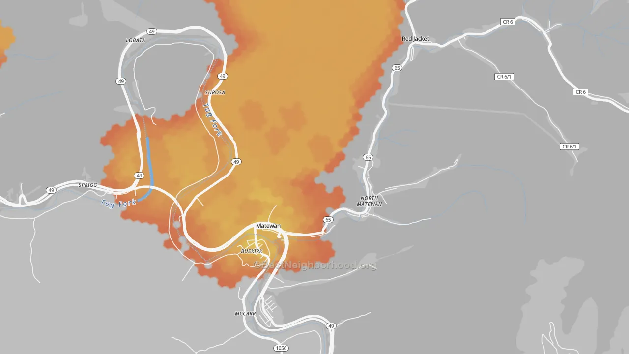 Bike Grade map of 25688, WV