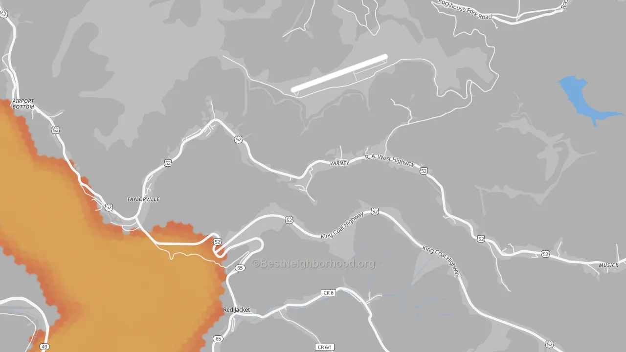 Bike Grade map of 25696, WV