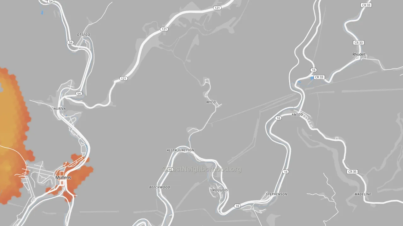 Bike Grade map of 25810, WV