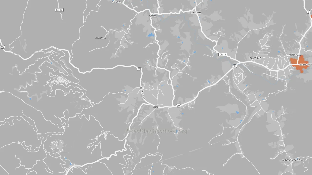 Bike Grade map of 25817, WV