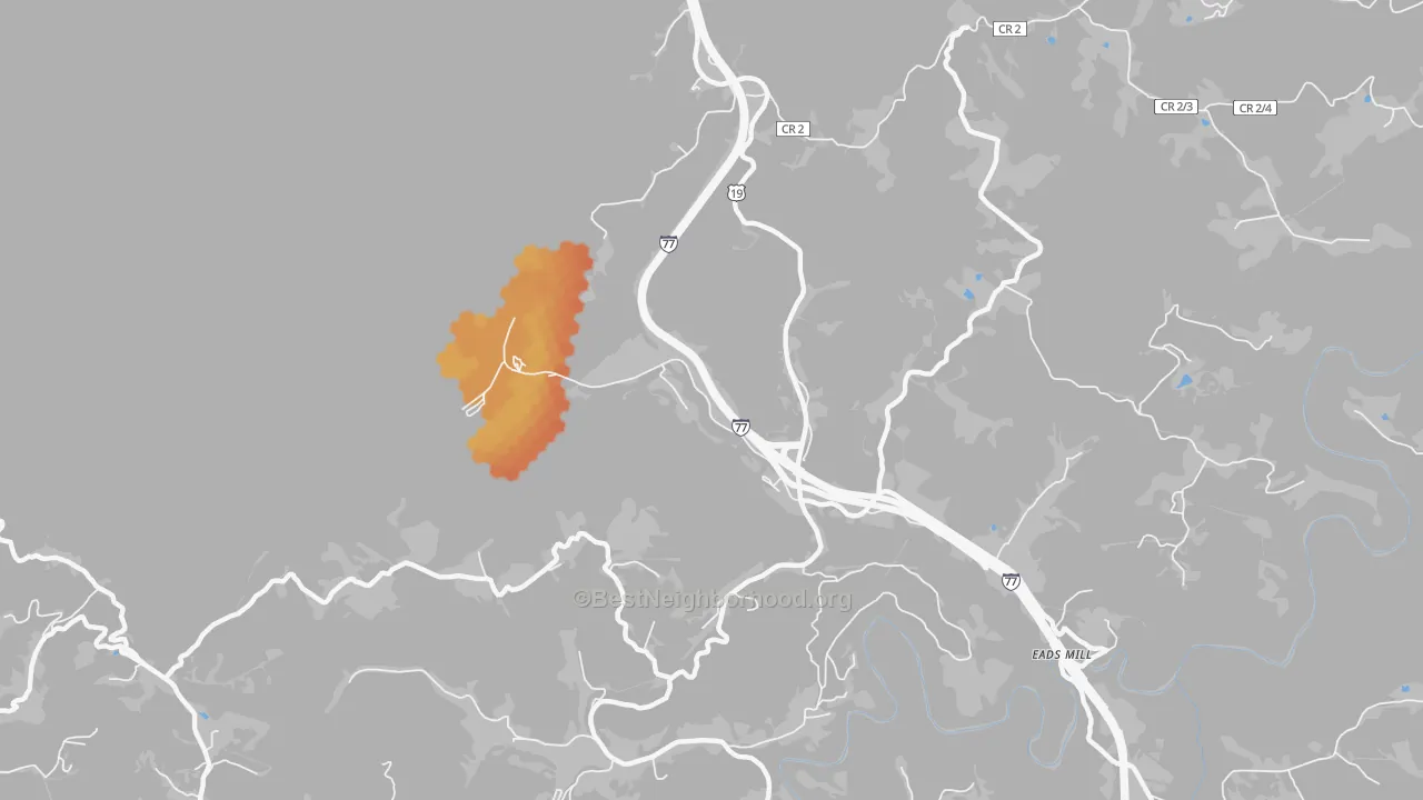 Bike Grade map of 25820, WV