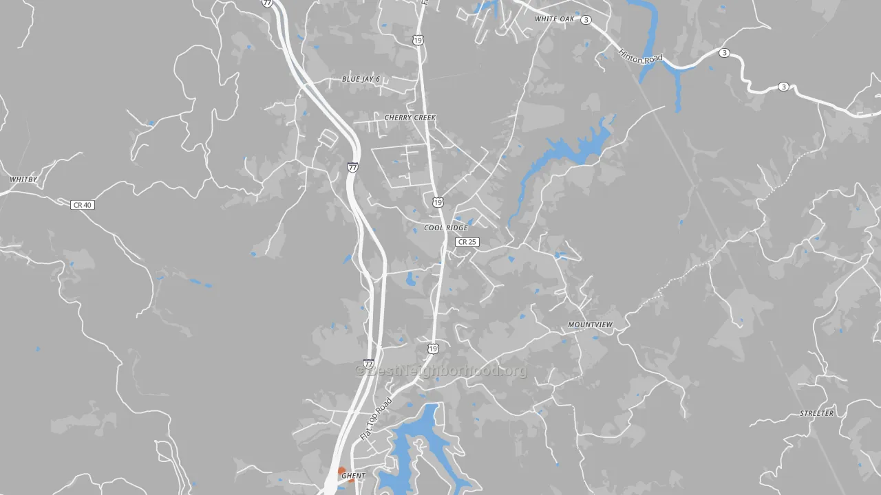 Bike Grade map of 25825, WV