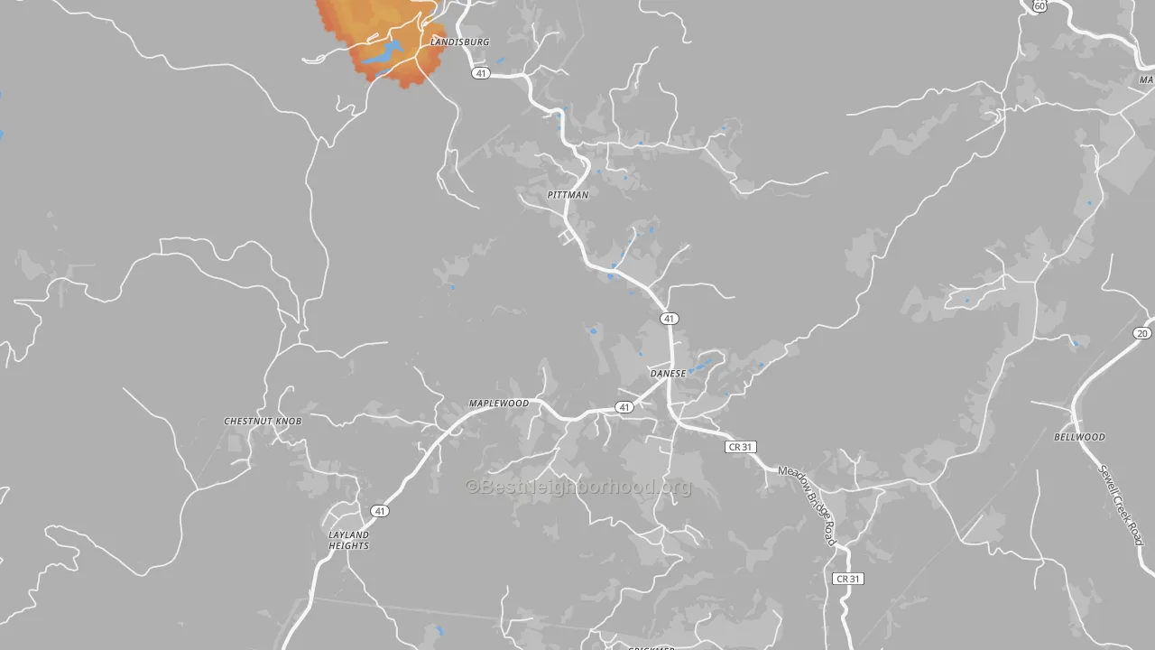 Bike Grade map of 25831, WV