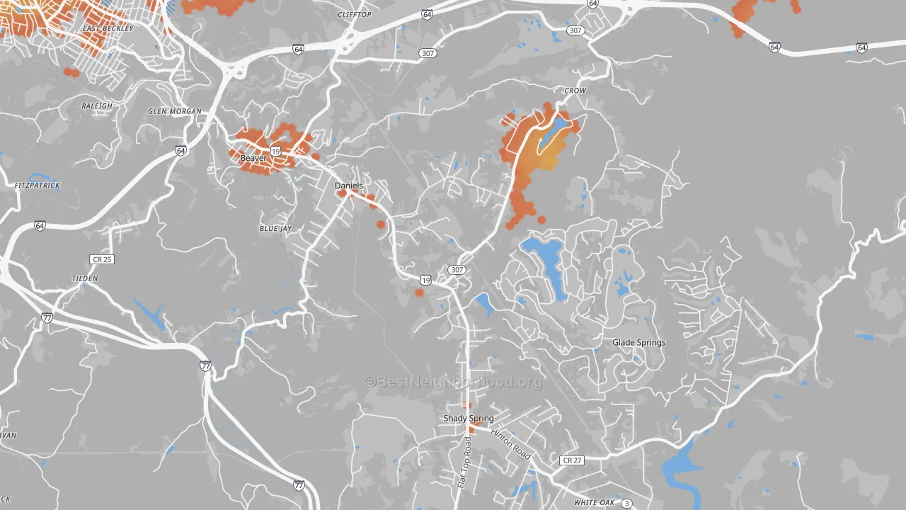 Bike Grade map of 25832, WV
