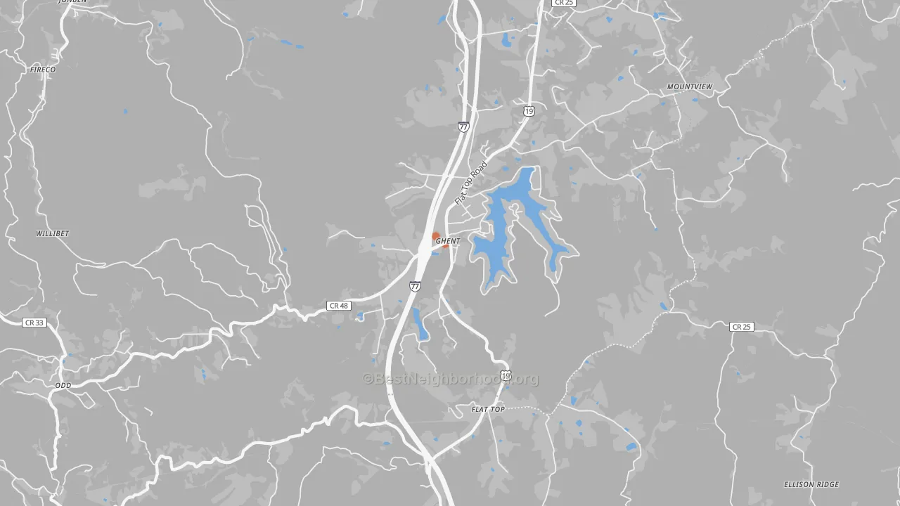 Bike Grade map of 25843, WV