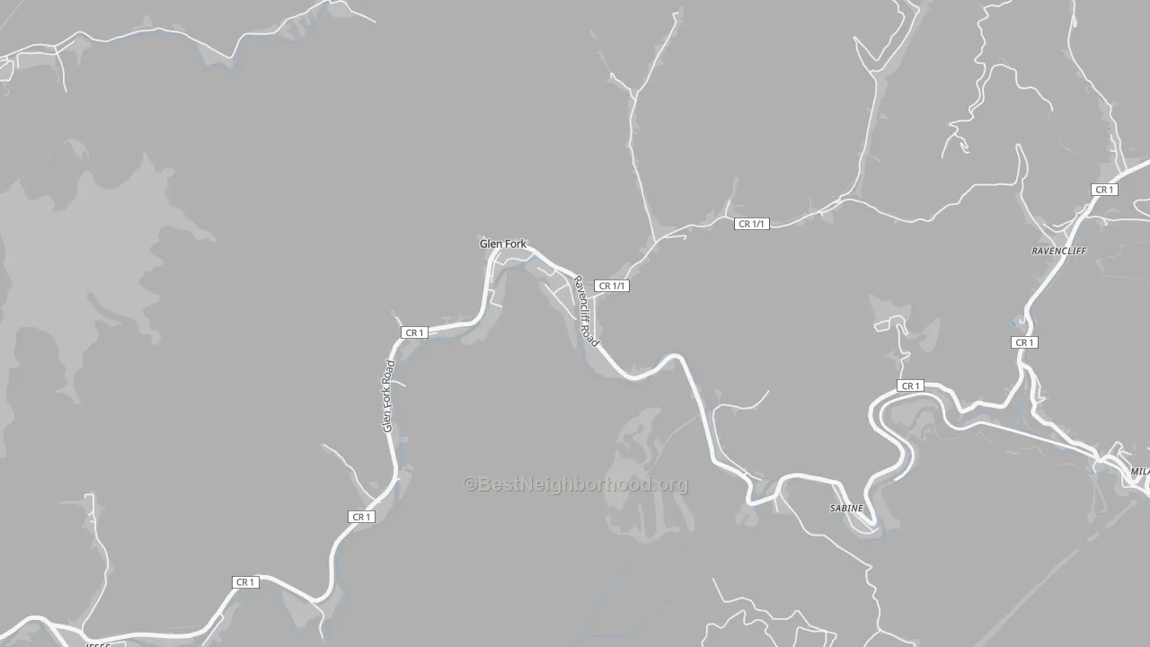 Bike Grade map of 25845, WV