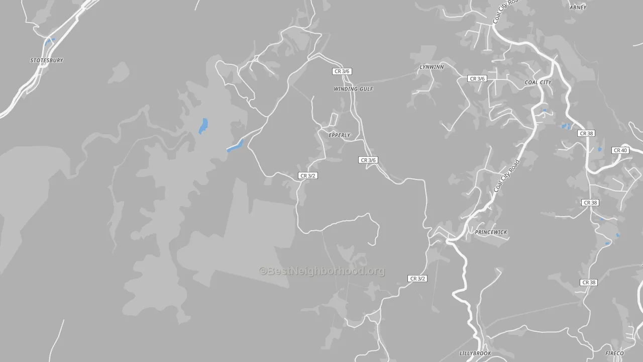 Bike Grade map of 25908, WV