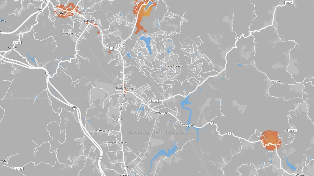 Bike Grade map of 25918, WV