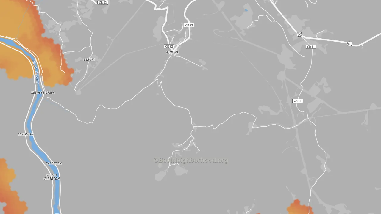 Bike Grade map of 25942, WV