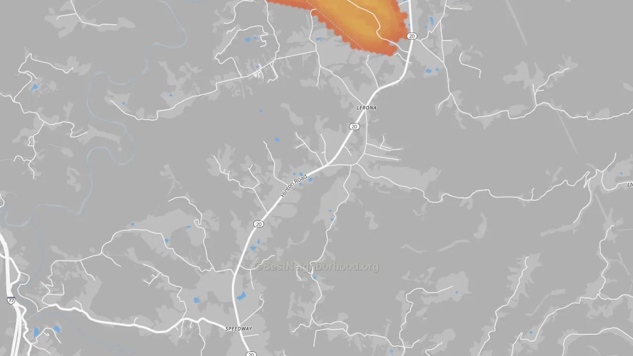 Bike Grade map of 25971, WV