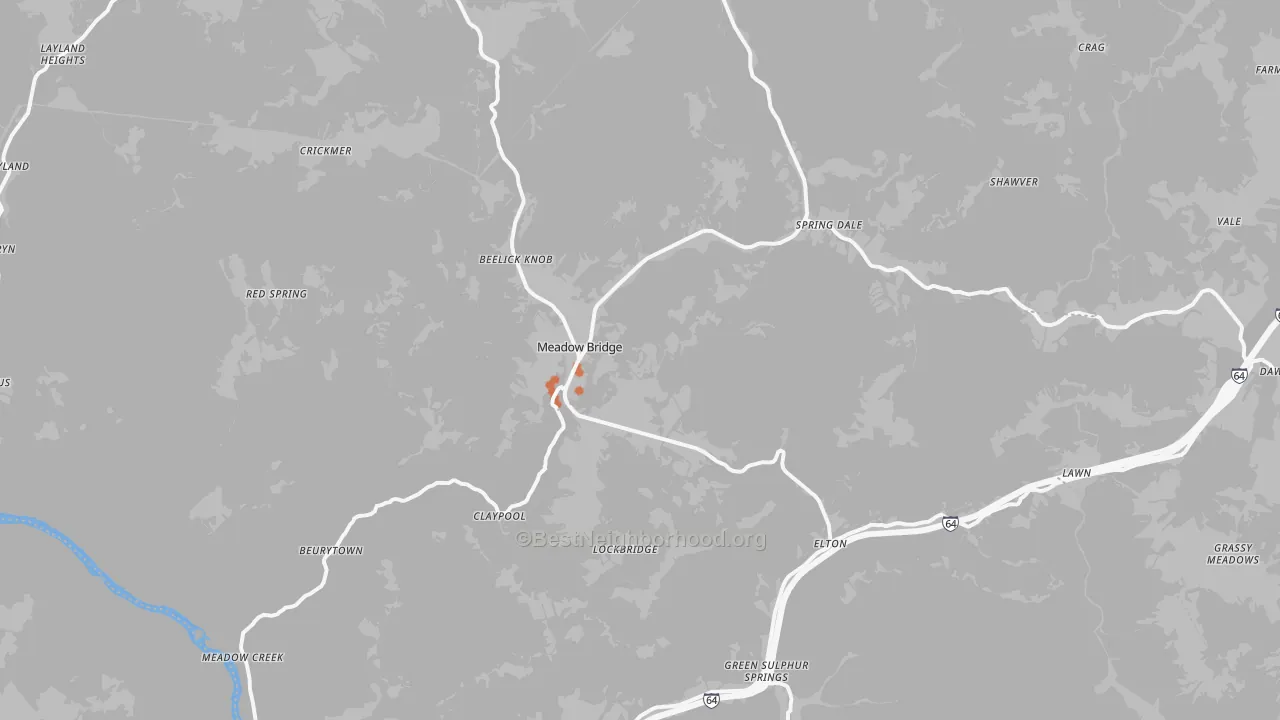 Bike Grade map of 25976, WV