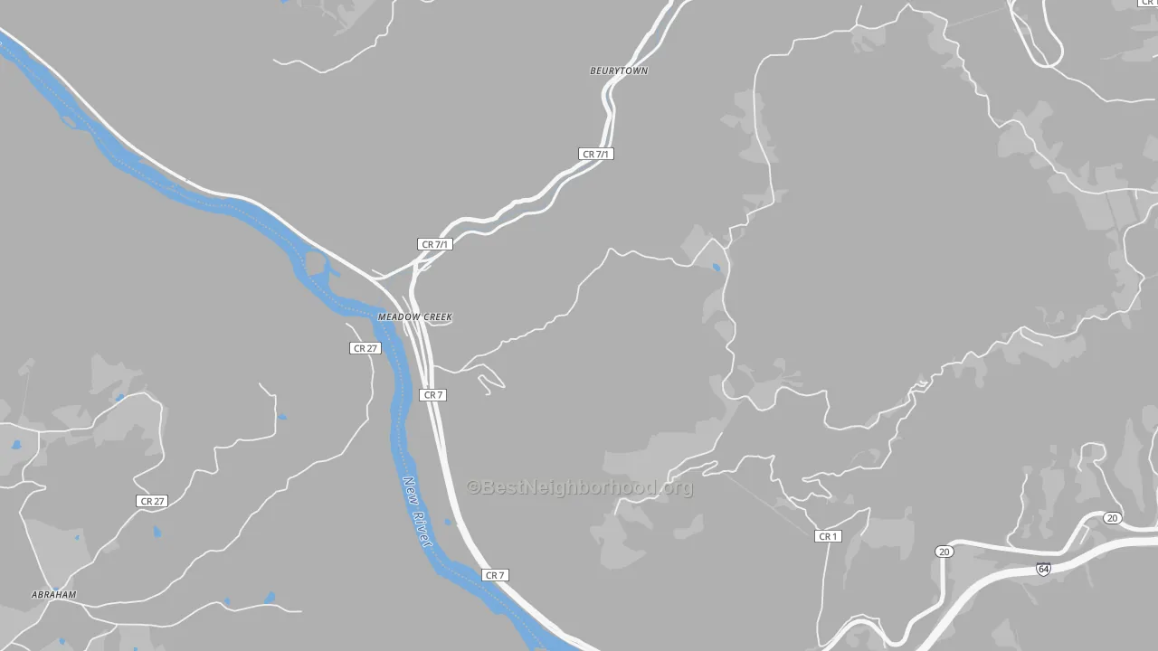 Bike Grade map of 25977, WV