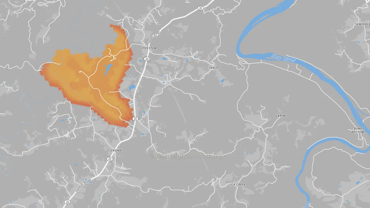 Bike Grade map of 25979, WV