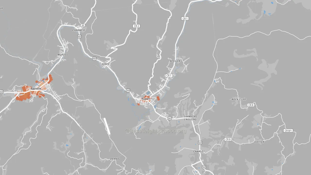 Bike Grade map of 25984, WV