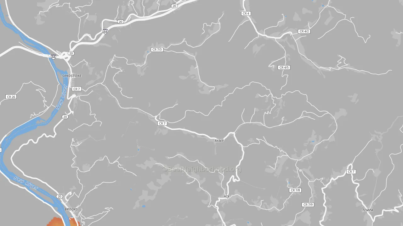 Bike Grade map of 25985, WV