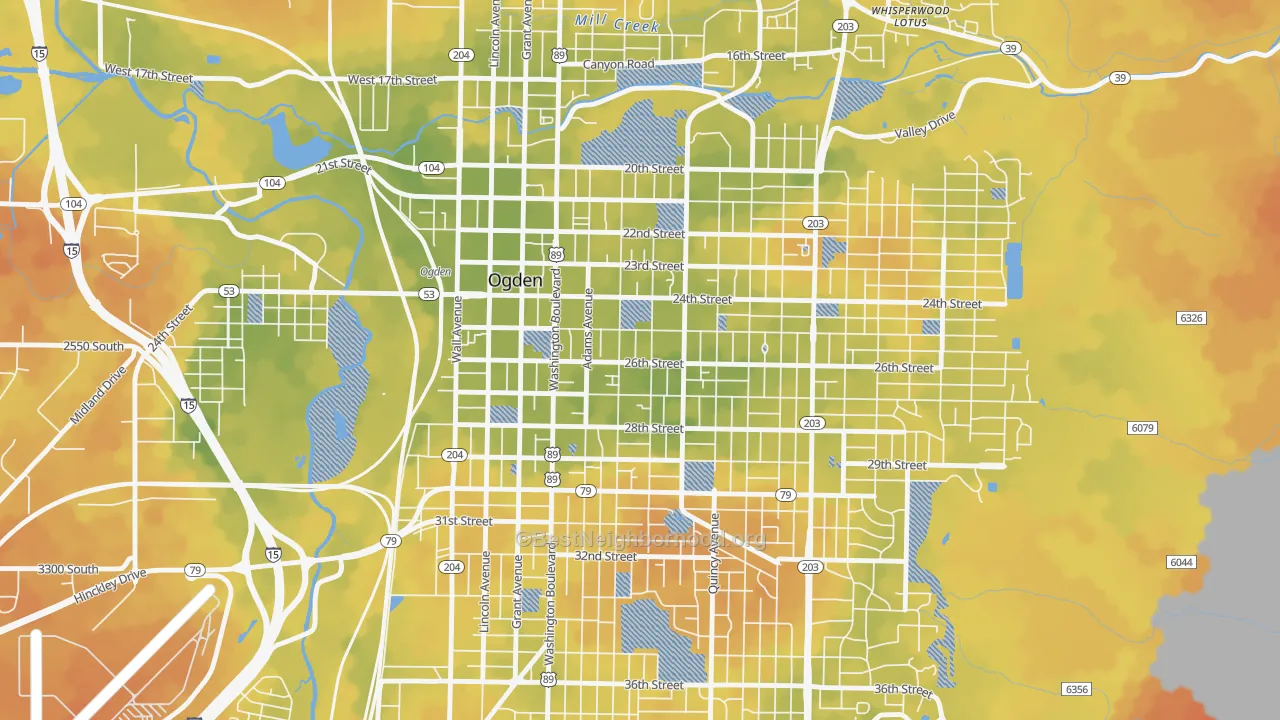 Bike Grade map of 25th Street, Ogden, UT