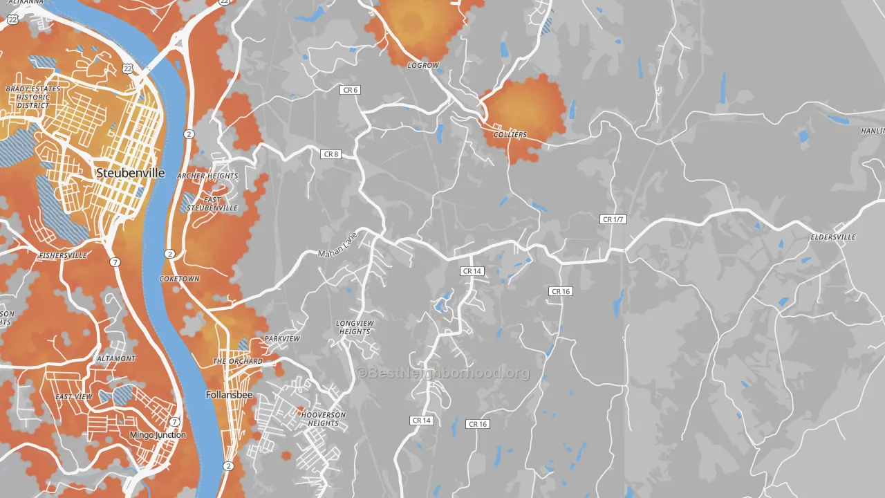 Bike Grade map of 26035, WV