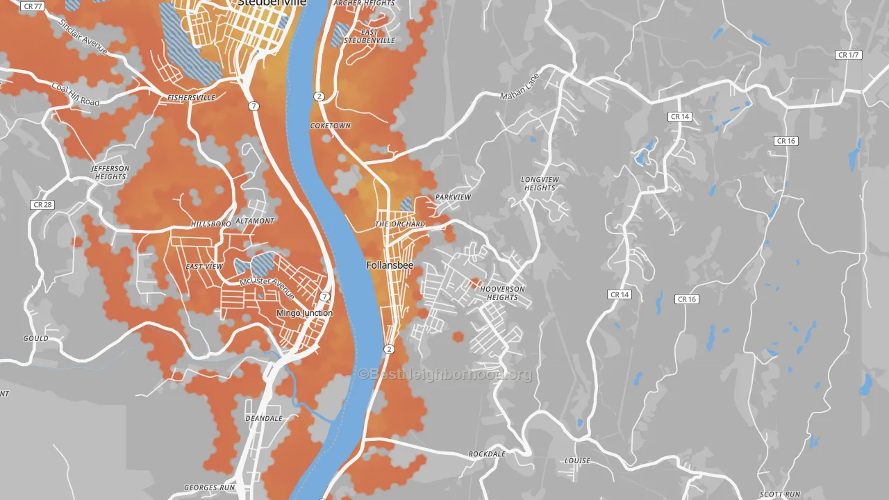 Bike Grade map of 26037, WV