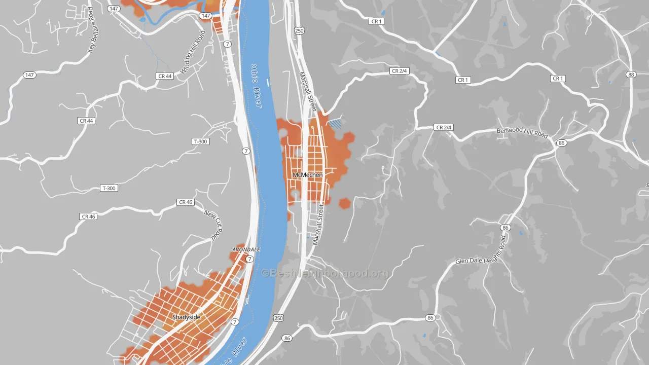 Bike Grade map of 26040, WV