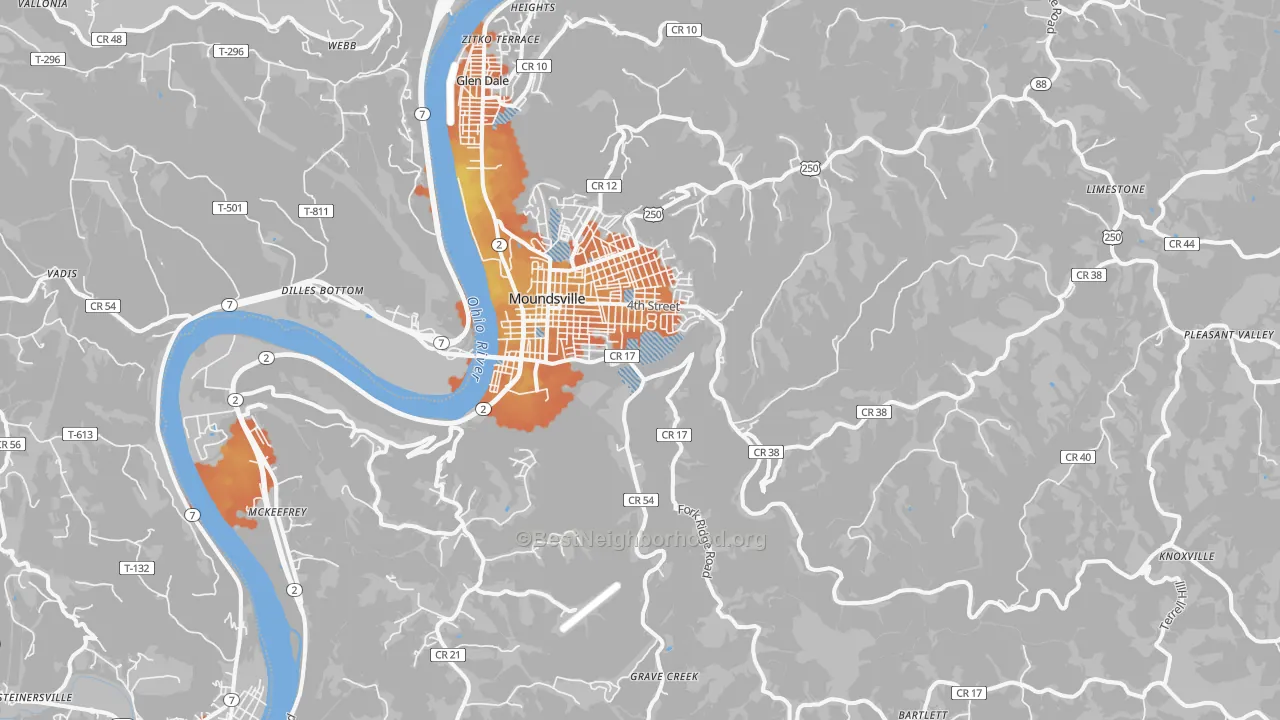 Bike Grade map of 26041, WV