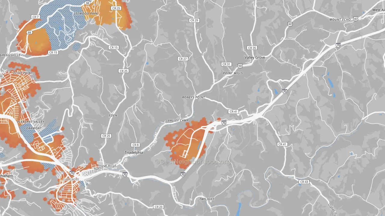 Bike Grade map of 26059, WV