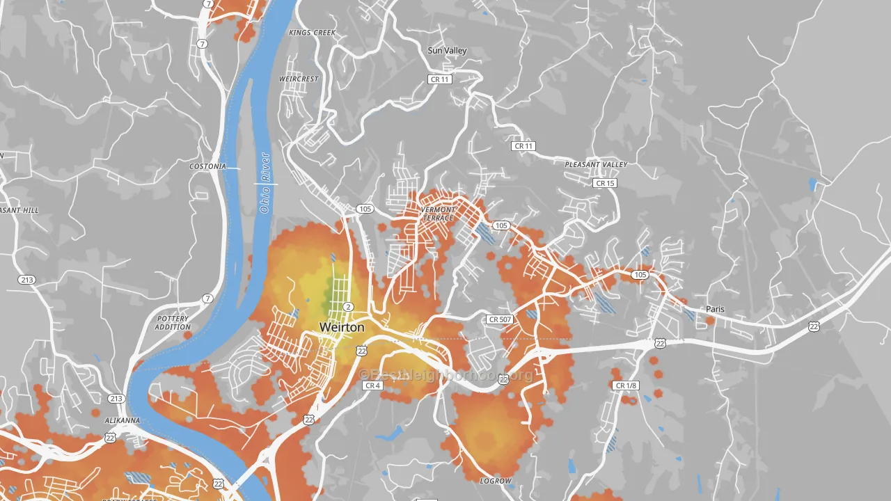 Bike Grade map of 26062, WV