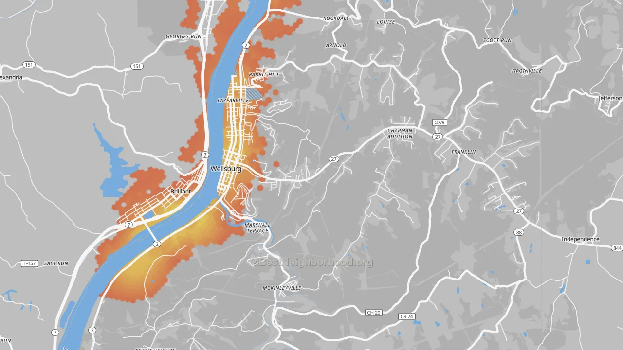 Bike Grade map of 26070, WV