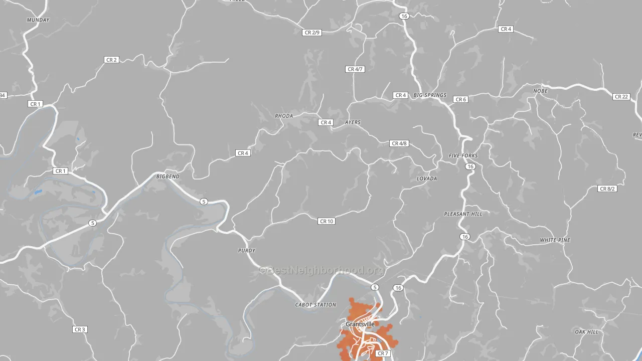 Bike Grade map of 26136, WV