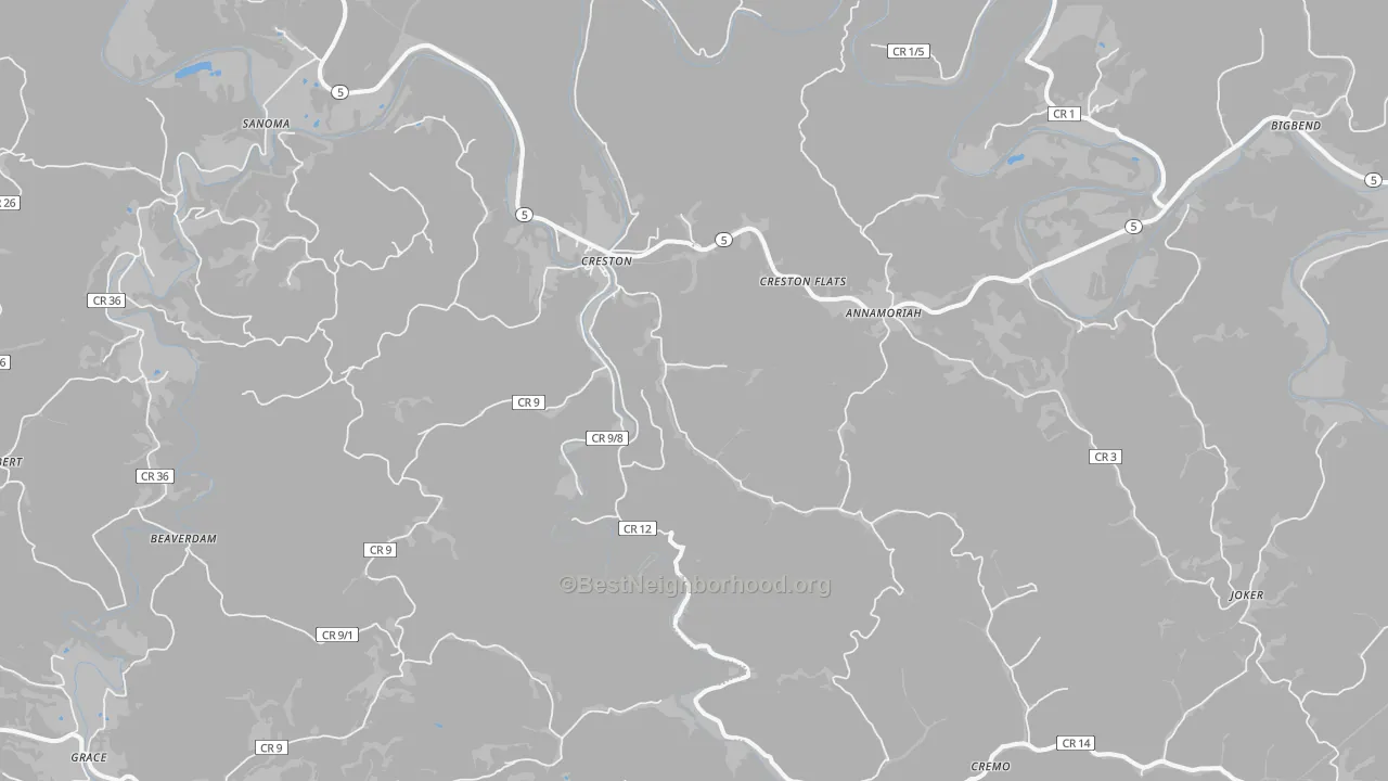 Bike Grade map of 26141, WV