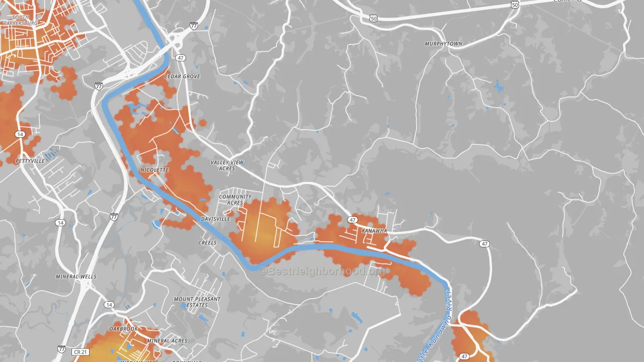 Bike Grade map of 26142, WV