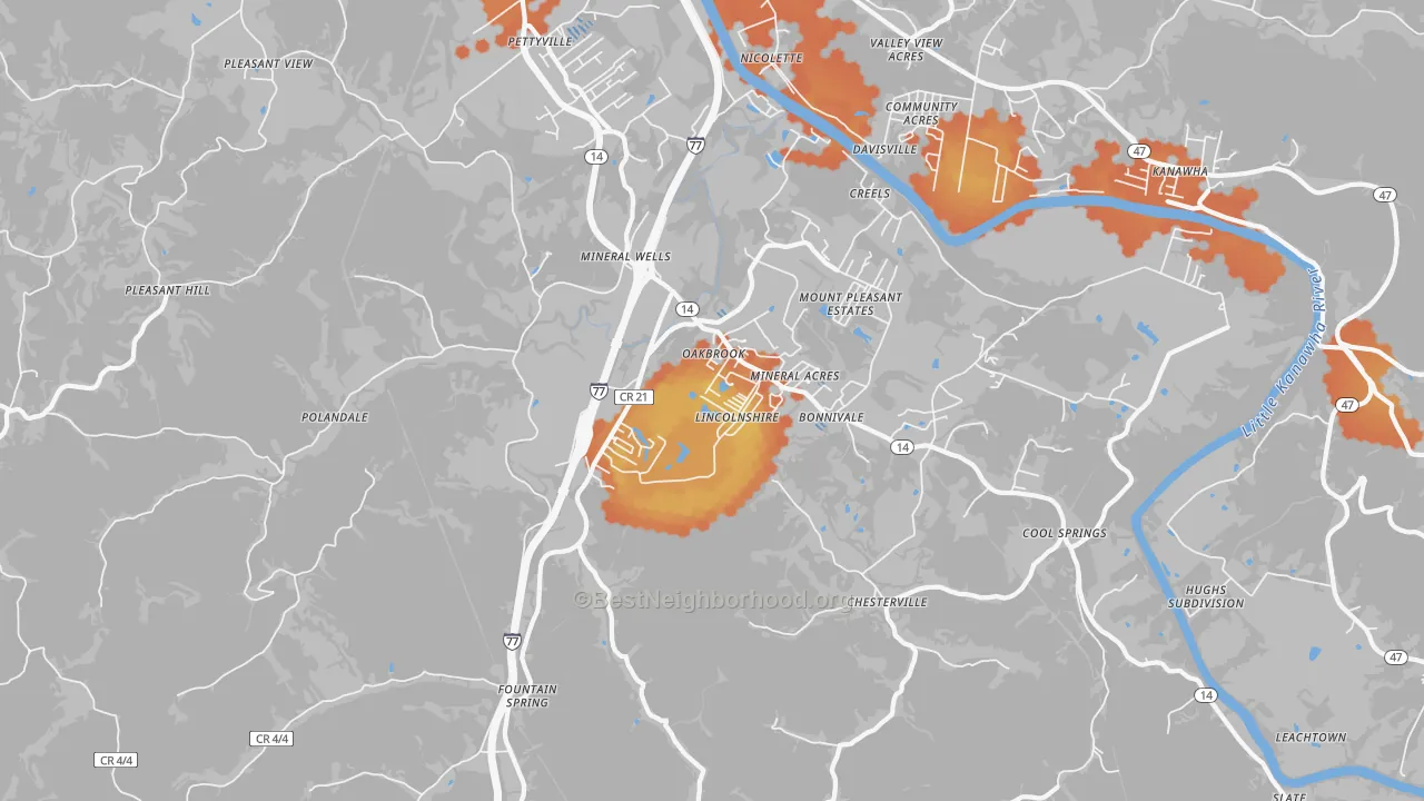 Bike Grade map of 26150, WV