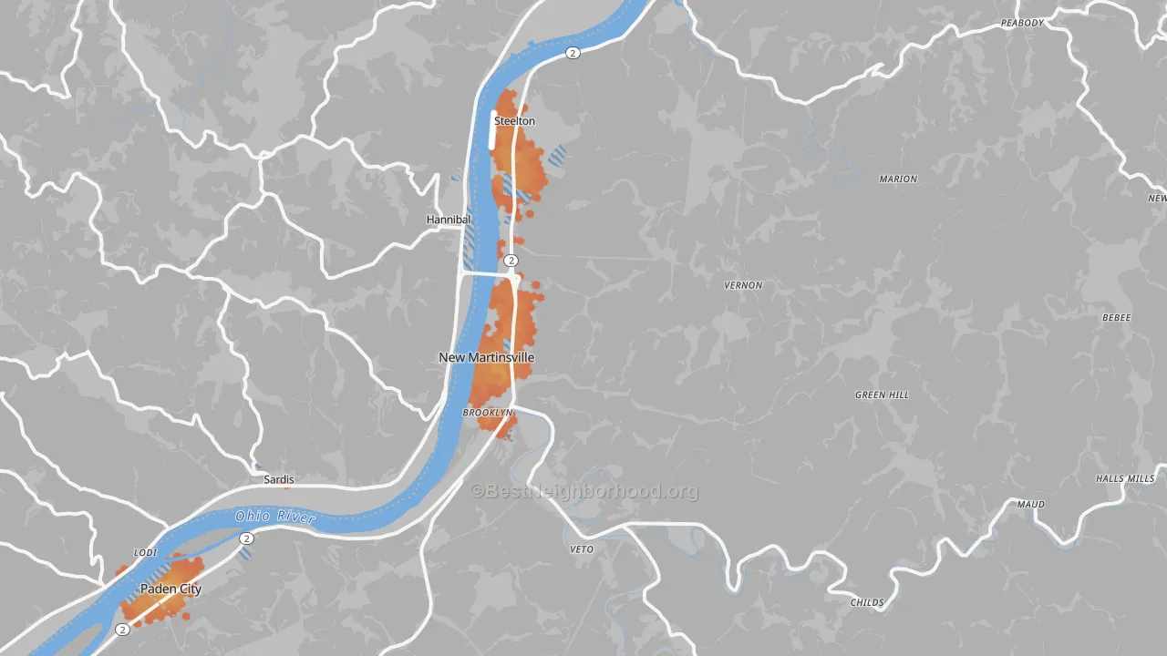 Bike Grade map of 26155, WV