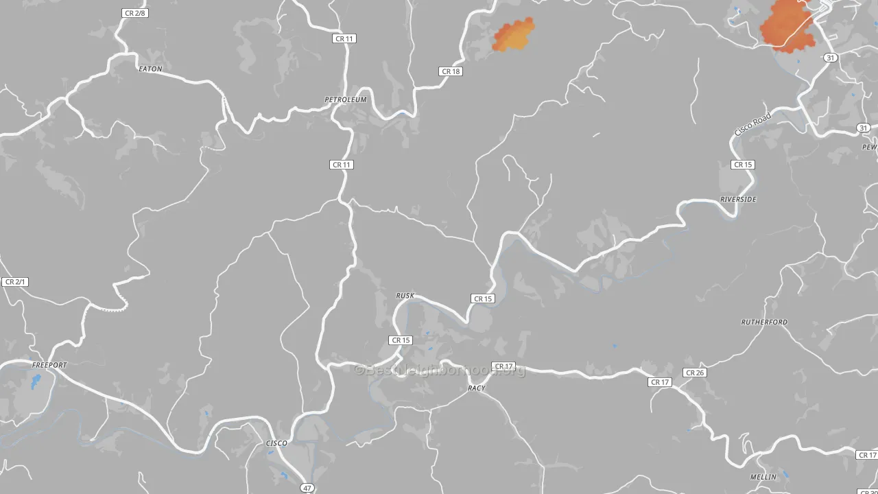 Bike Grade map of 26161, WV