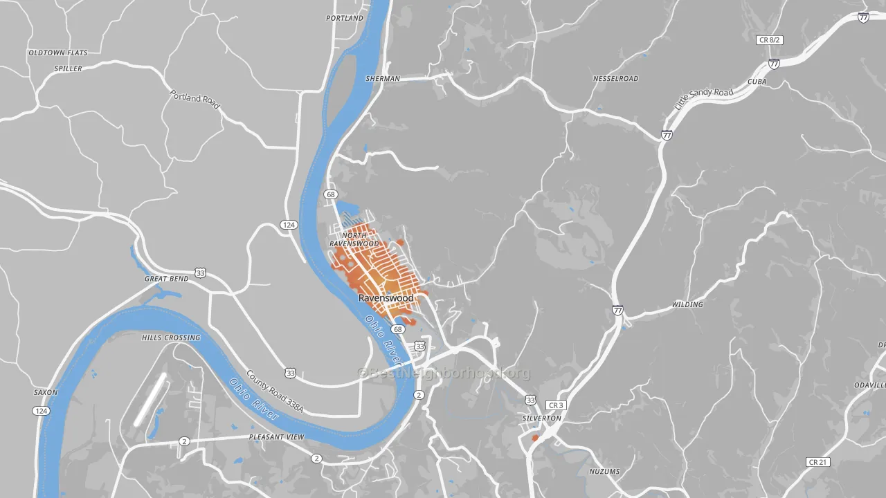 Bike Grade map of 26164, WV