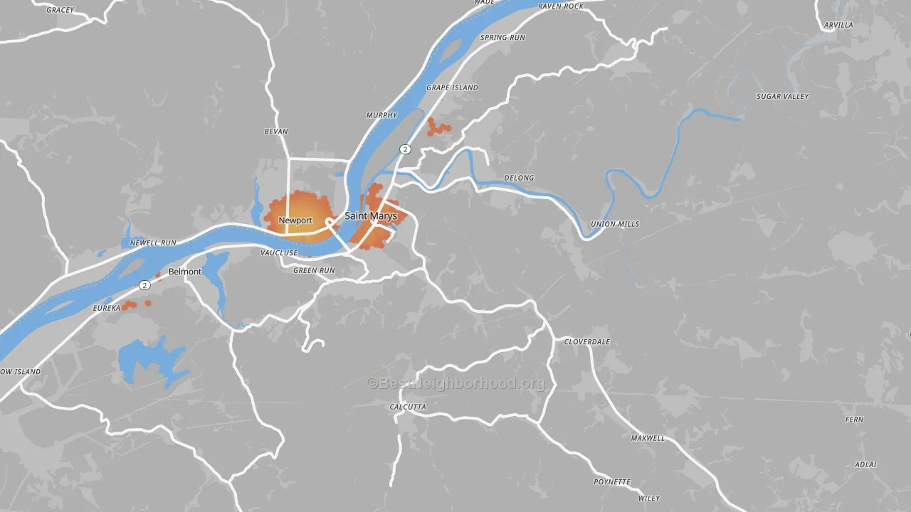 Bike Grade map of 26170, WV