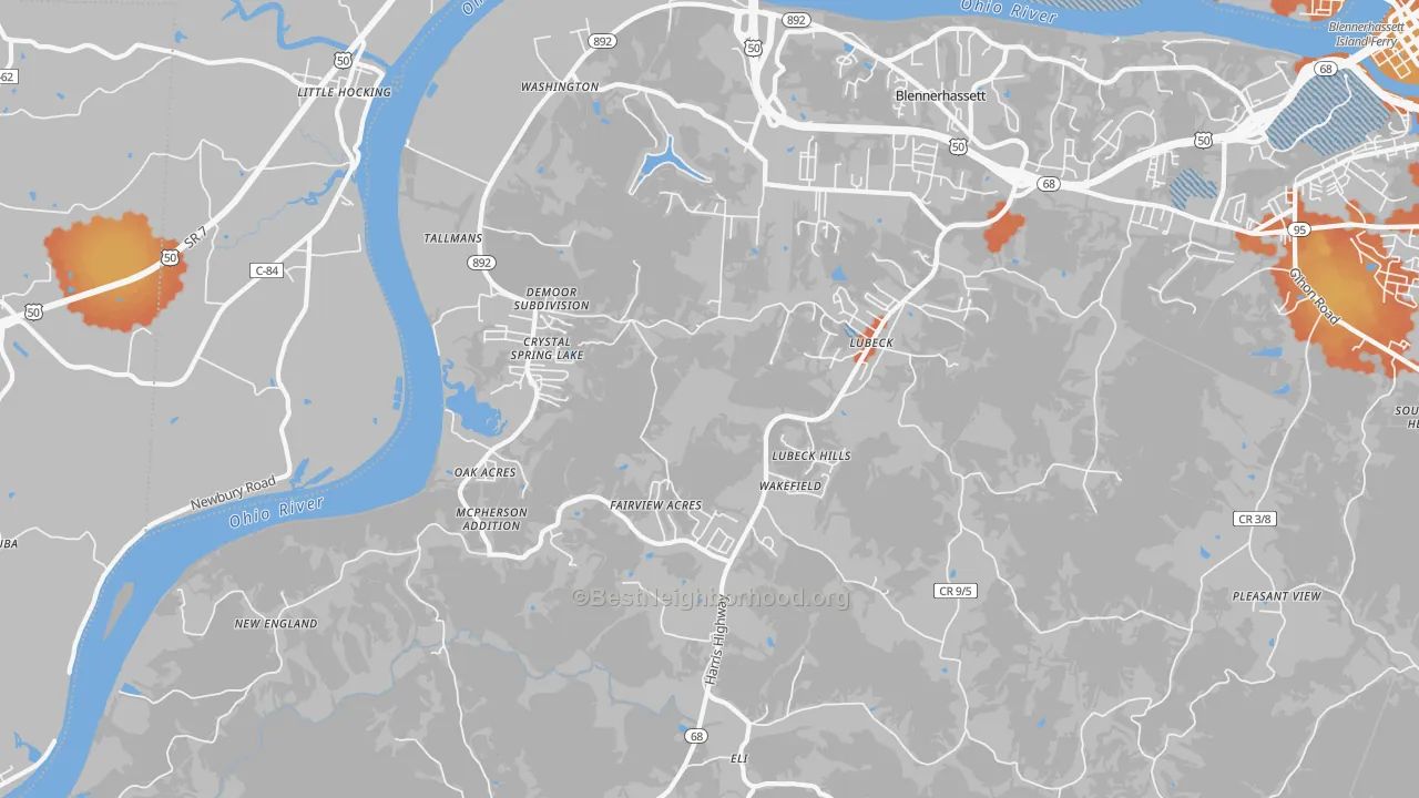Bike Grade map of 26181, WV