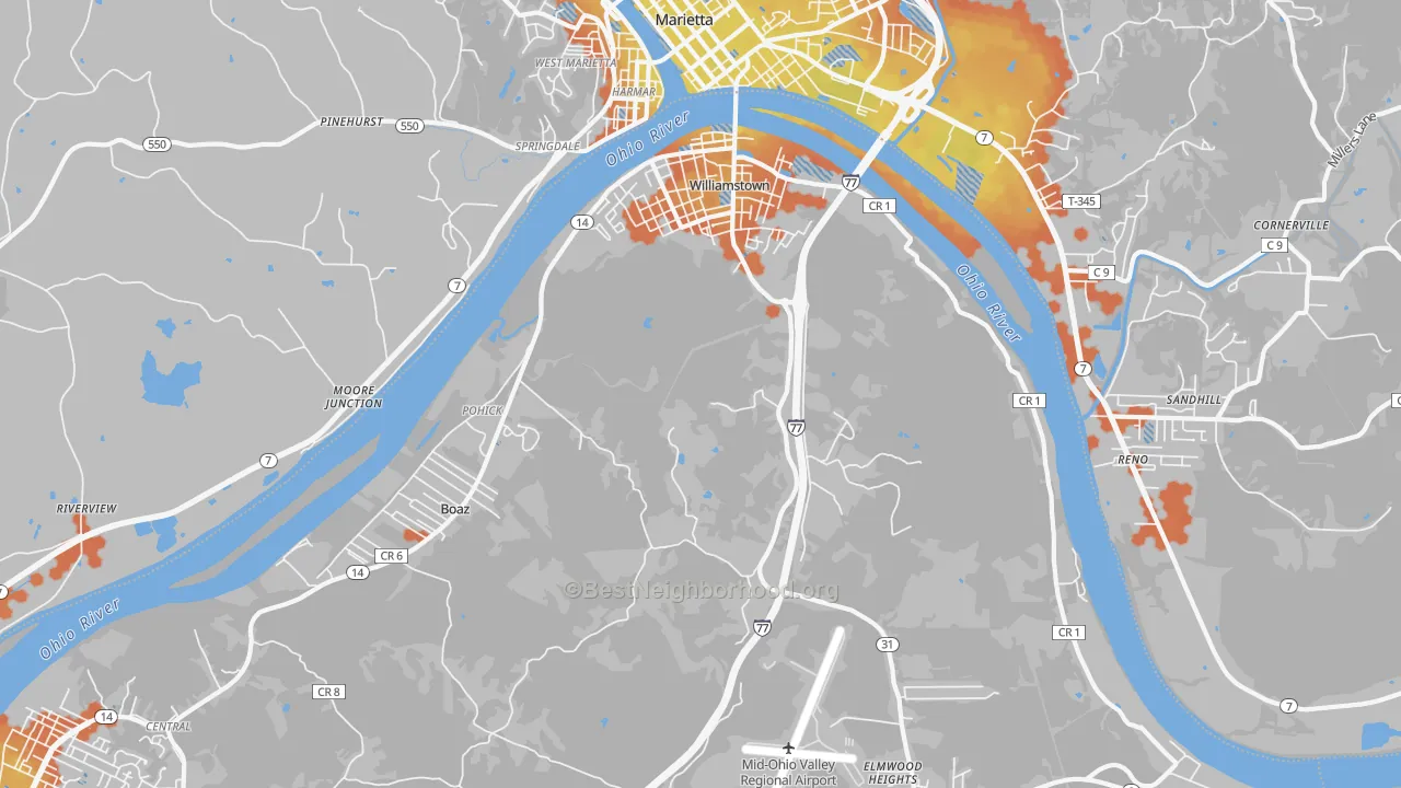 Bike Grade map of 26187, WV