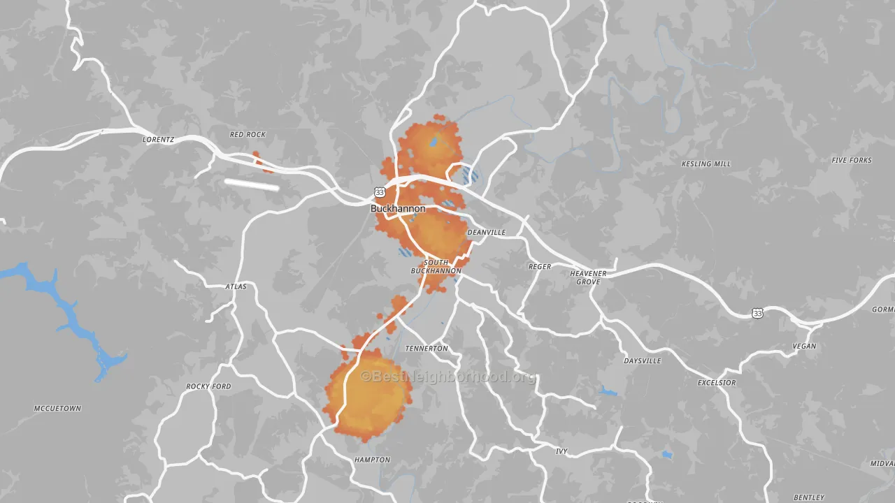 Bike Grade map of 26201, WV