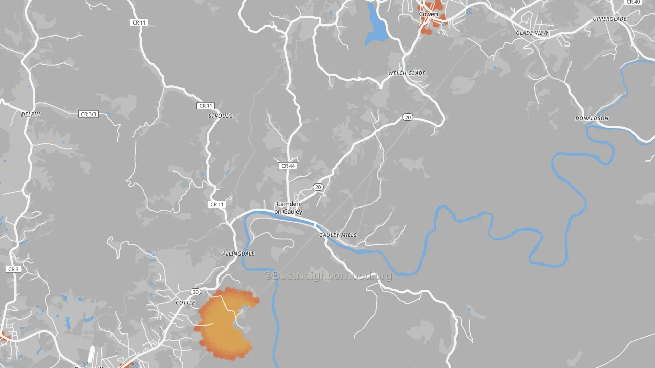 Bike Grade map of 26208, WV