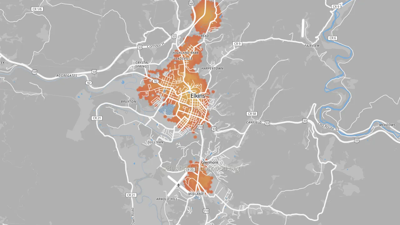 Bike Grade map of 26241, WV