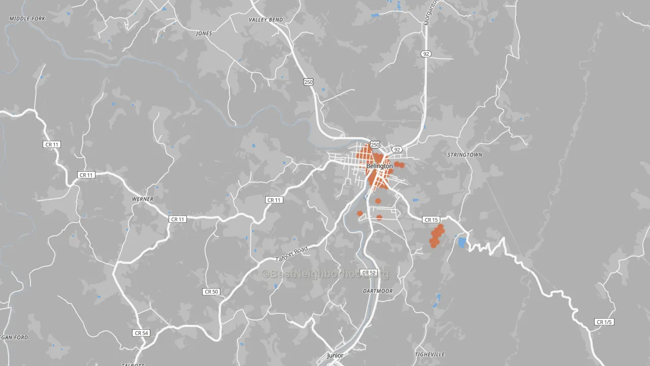 Bike Grade map of 26250, WV